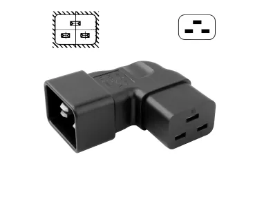 Netzadapter C19 auf C20 gewinkelt, YL-3318L IEC 60320-C19/20 seitwärts gewinkelt, links/rechts